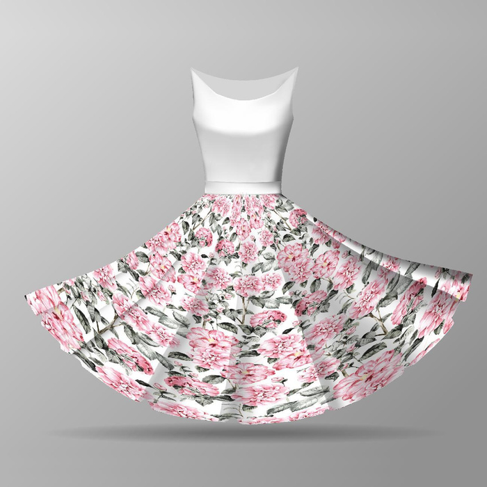 RŮŽOVÉ PIVOŇKY vz. 3 -  velký panel pro kruhovou sukni