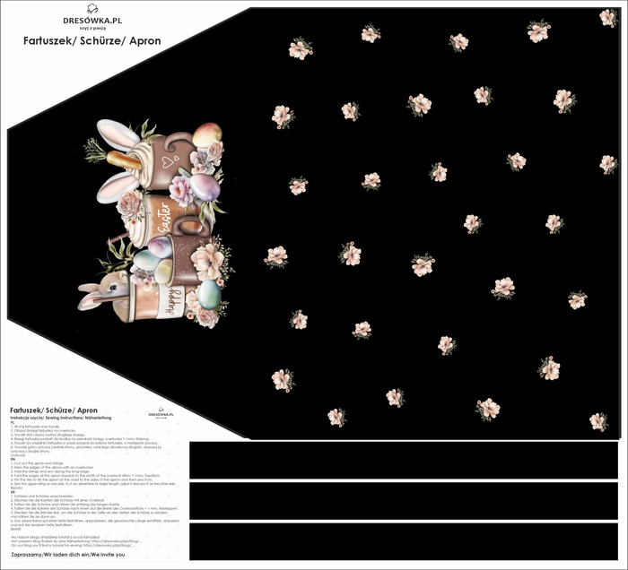 Zástěra - HAPPY EASTER / hrnky - Sada šití