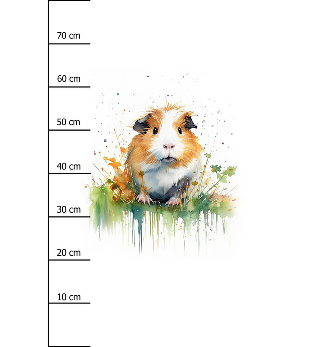 WATERCOLOR GUINEA PIG - panel (75cm x 80cm) looped knit