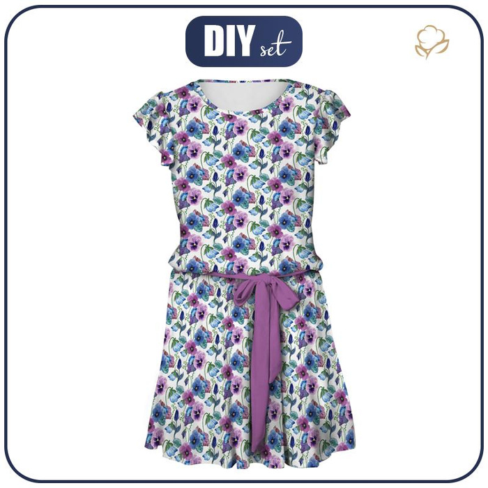 KLEID "EMMA" - STIEFMÜTTERCHEN (BLÜHENDE WIESE) - Viskosejersey mit Elasthan XS