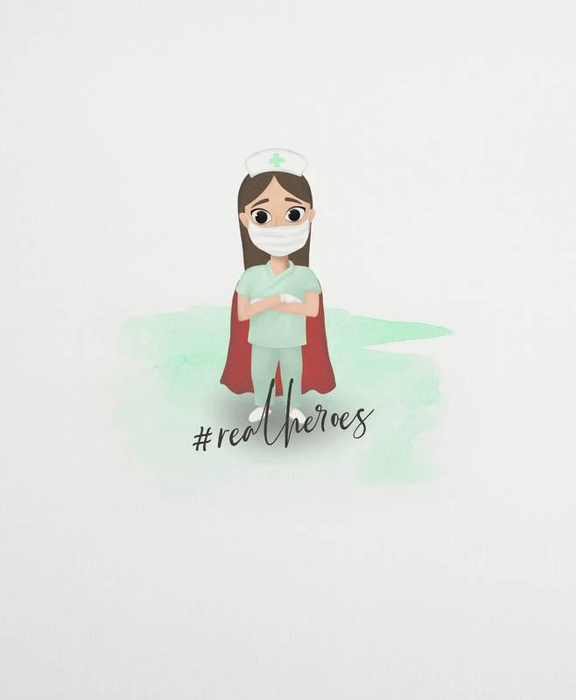 NURSE pat. 2 (REAL HEROES) / white - panel looped knit