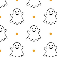 HALLOWEEN CONTOUR GHOSTS / white - Waterproof woven fabric