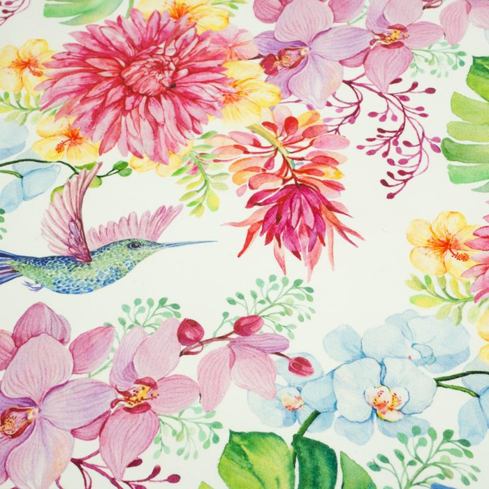 KOLIBRIS UND BLUMEN -  French Terry mit Elasthan