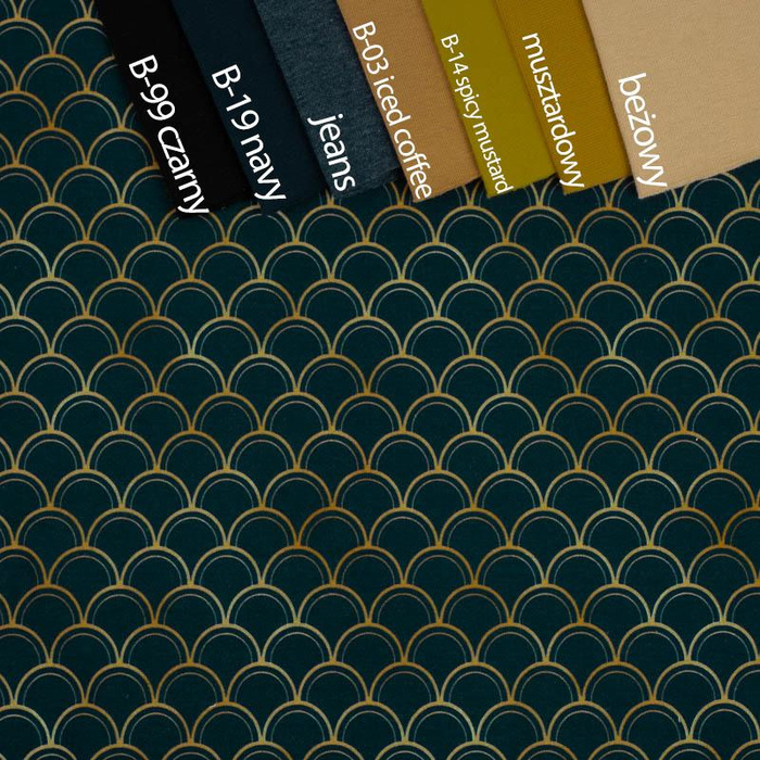 GOLDEN FISH SCALES pat. 2 (GOLDEN OCEAN) / dark blue - single jersey