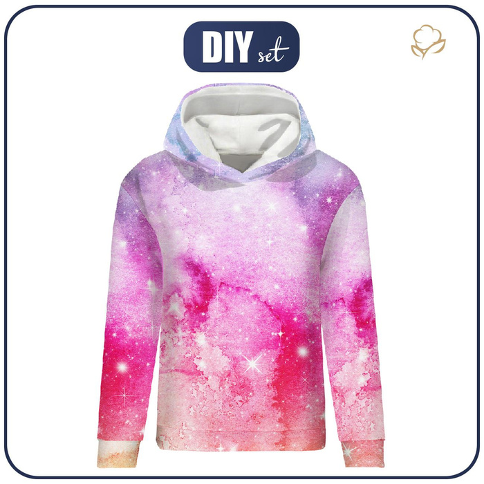 BLUZA DAMSKA (POLA) CLASSIC Z KAPTUREM - AKWARELOWA GALAKTYKA WZ. 5 -  dzianina pętelkowa - S