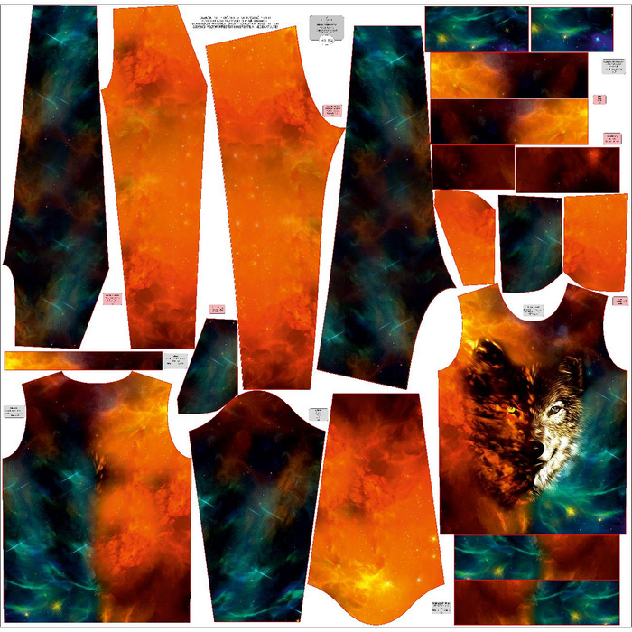 DRES DZIECIĘCY (MILAN) - WILK / GALAKTYKA - zestaw do uszycia (122/128)