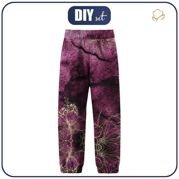 SOFTSHELL-HOSE (YETI) - BLUMEN / goldener Umriss Ms. 1 / AQUARELL MARMOR - Nähset (146/152)