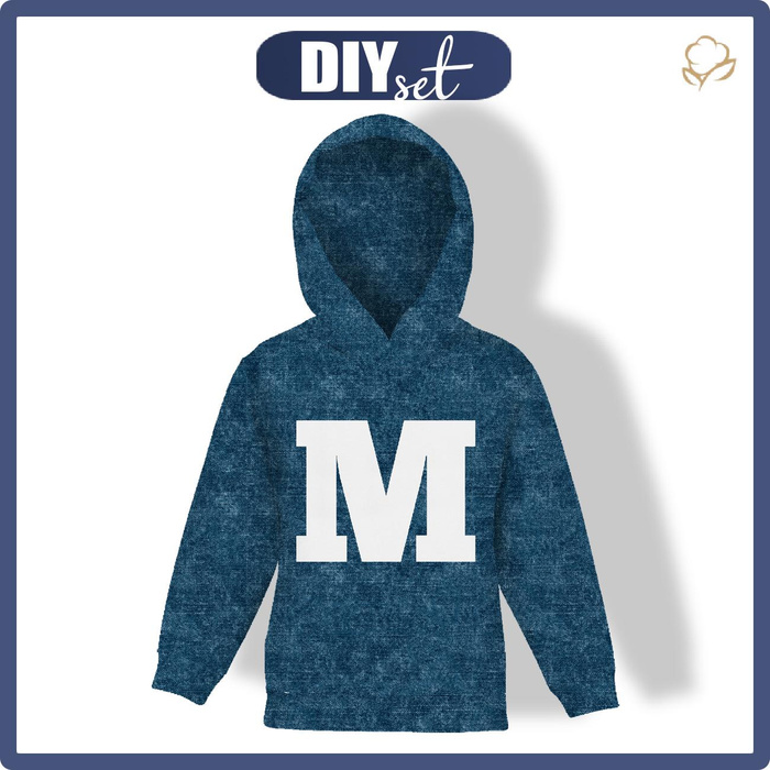 DZIECIĘCA BLUZA Z KAPTUREM (ALEX) - "M" / acid wash granatowy - dzianina pętelkowa (146/152)
