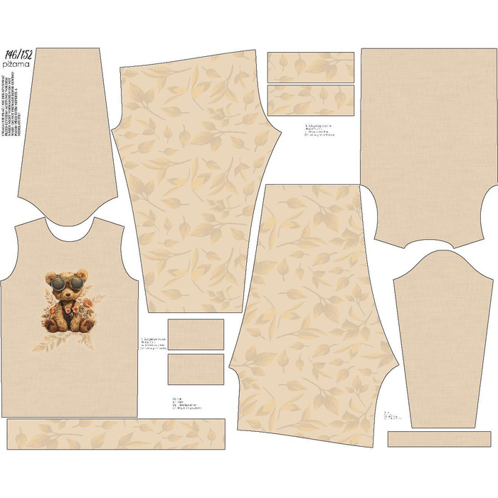 CHILDREN'S PAJAMAS " MIKI" - BEAR STEAMPUNK FOREST PAT. 2 - sewing set (122/128)