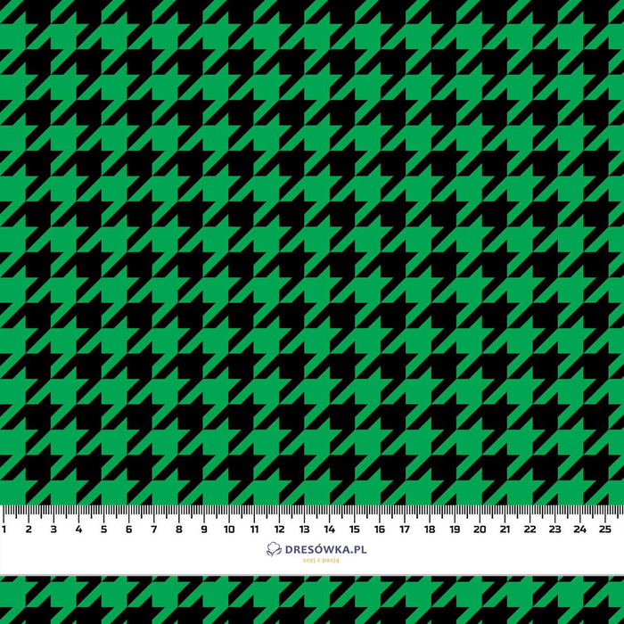 BLACK HOUNDSTOOTH / green - Waterproof woven fabric