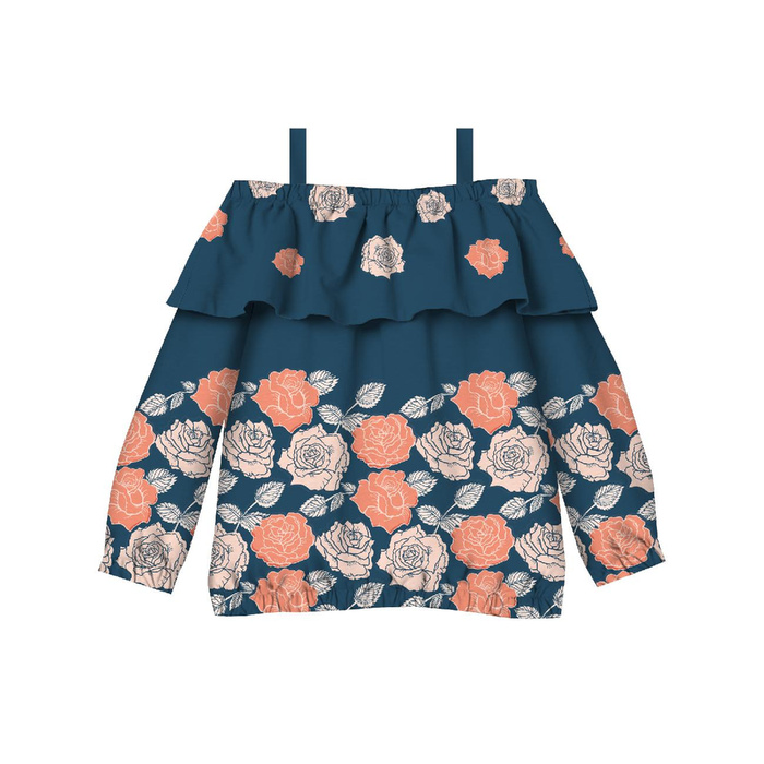 Carmenausschnitt Bluse (VIKI) - PASTELLROSEN Ms. 3 - Nähset -110-116