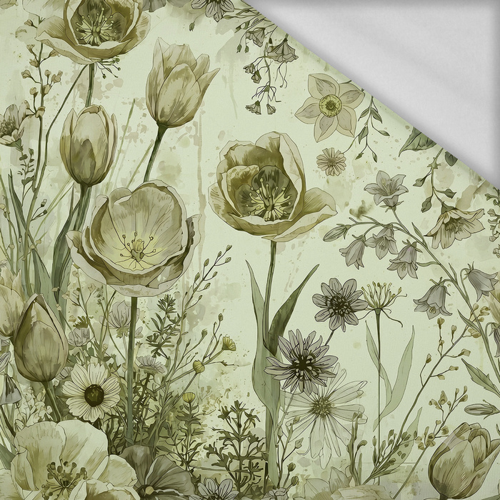 PASTEL FLOWERS WZ. 30 / lime cream - Thermo lycra