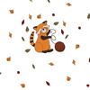 RED PANDA AND YARN (RED PANDA’S AUTUMN) - PANEL (60cm x 50cm) SINGLE JERSEY