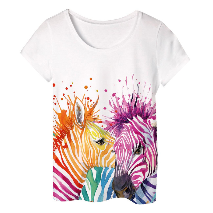 PAJAMAS-T-SHIRT - RAINBOW ZEBRAS - XL
