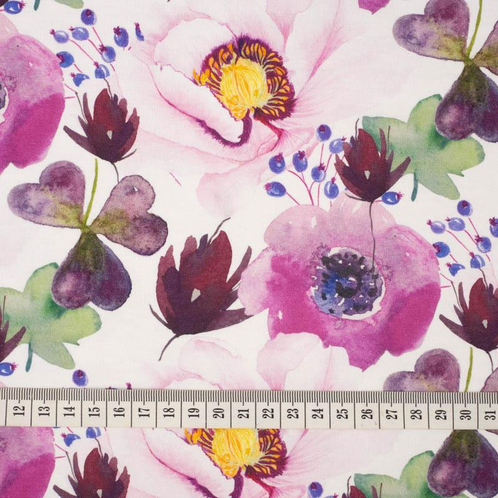 FLOWERS AND CLOVER (IN THE MEADOW) - Slub Weave