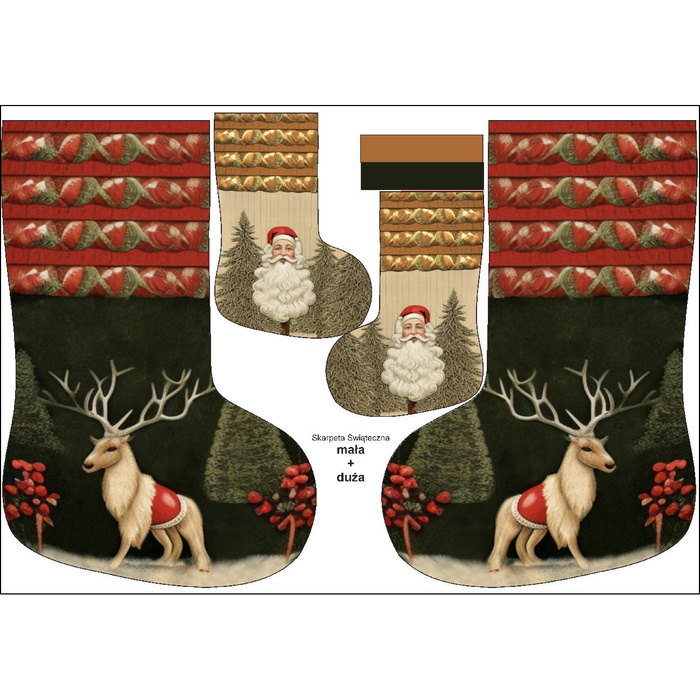 KOMPLET SKARPET ŚWIĄTECZNYCH - RETRO CHRISTMAS - mała + duża