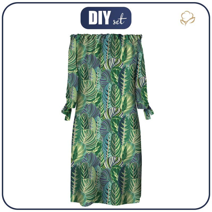 DRESS "CARMEN" - GREEN JUNGLE pat. 1 - crepe XL
