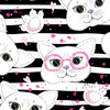 CATS IN GLASSES / pink  - Waterproof woven fabric
