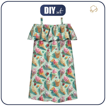 Bardot neckline dress (LILI) - SWEETS WZ.7 - sewing set - 146-152