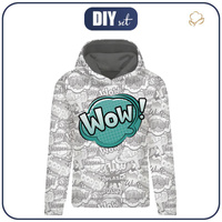 BLUZA DAMSKA (POLA) CLASSIC Z KAPTUREM - KOMIKS / wow (miętowy) - dzianina pętelkowa