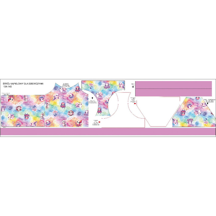 Girl's swimsuit - SEA ANIMALS PAT.3  - sewing set 98-104