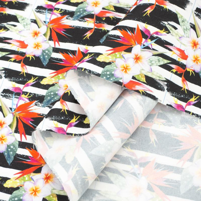 KWIATY NA ZEBRZE - tkanina szybkoschnąca