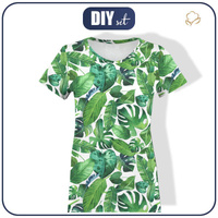 WOMEN’S T-SHIRT - TROPICAL LEAVES pat. 2 / white - single jersey S