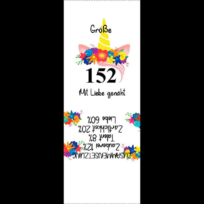 Girlish care tag "UNICORN / garland" DE - size 92 - 9 pcs set