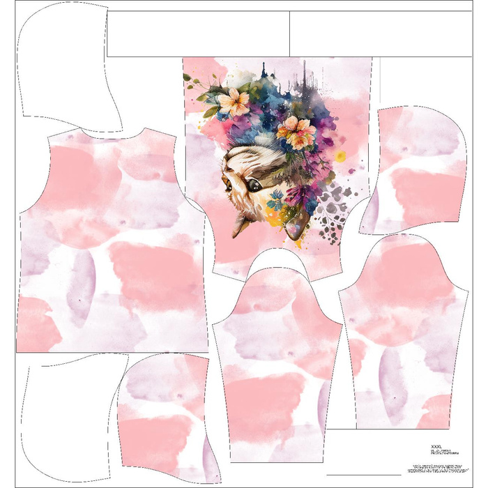BLUZA DAMSKA (POLA) CLASSIC Z KAPTUREM - WATERCOLOR CAT WZ. 1 - zestaw do uszycia XXL