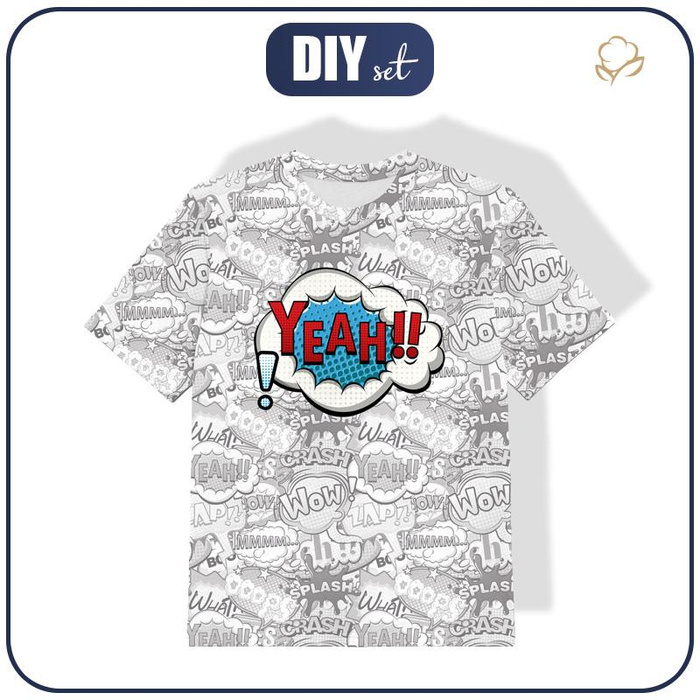 KINDER T-SHIRT- COMICS / yeah (blau - rot) - Single Jersey (104/110)
