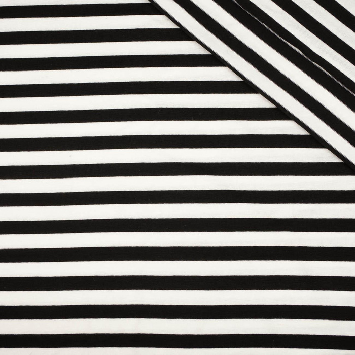 Viskose Jersey - STREIFEN WEIß / SCHWARZ 1,0cm x 1,0cm