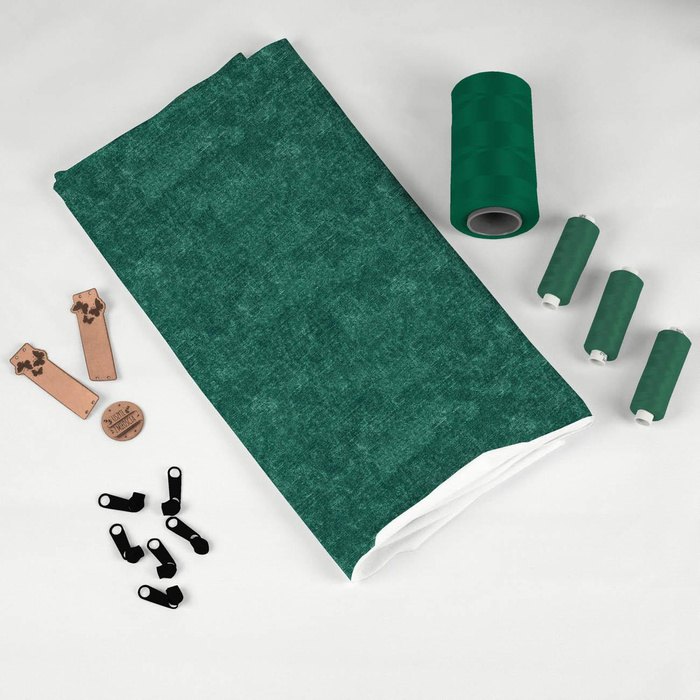 ACID WASH / BOTTLE GREEN - Cotton woven fabric