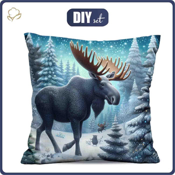 PILLOW 45X45 - WINTER MOOSE VZ. 1 - Cotton woven fabric - sewing set