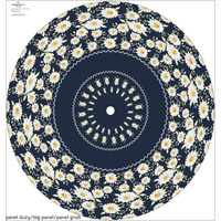 DAISIES PAT. 2 / dark blue -  big circle skirt panel