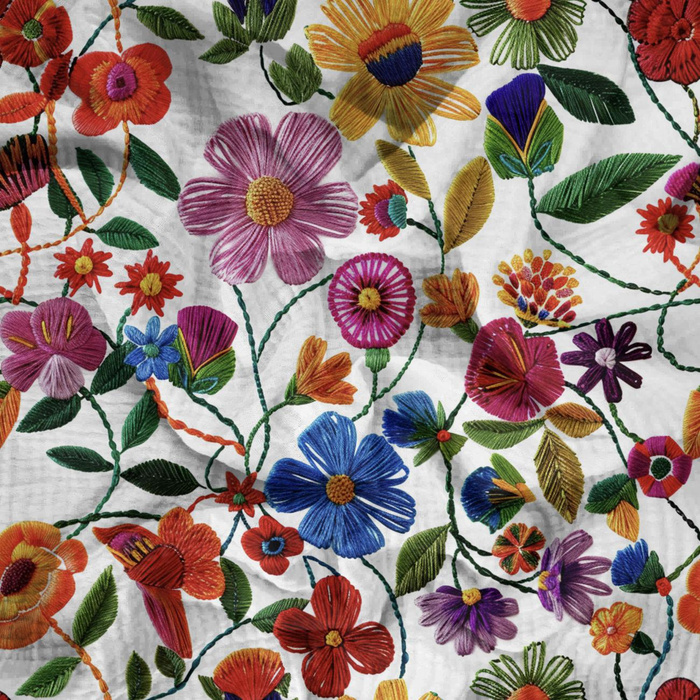 FLOWERS 3D PAT. 1 - Cotton muslin