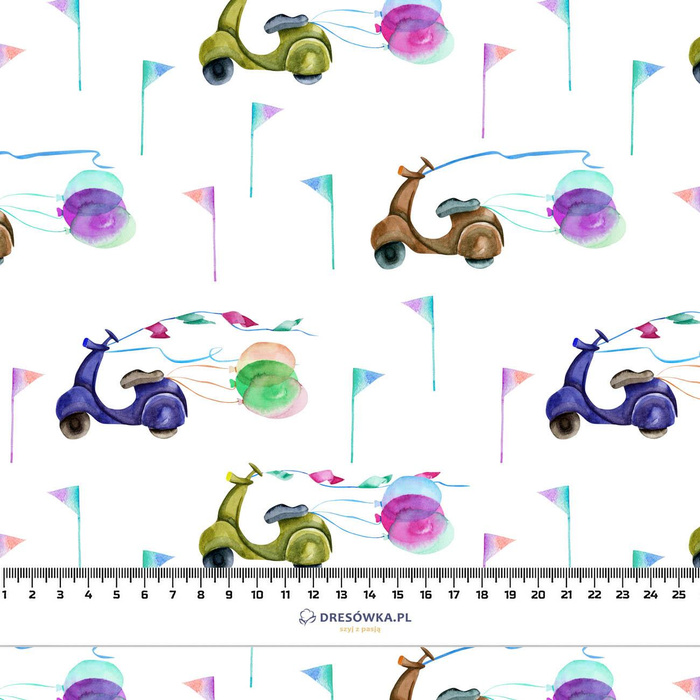 SCOOTERS (COLORFUL TRANSPORT) - Cotton woven fabric