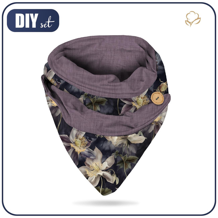 BUTTON SCARF - pastel flowers wz.3 - sewing set