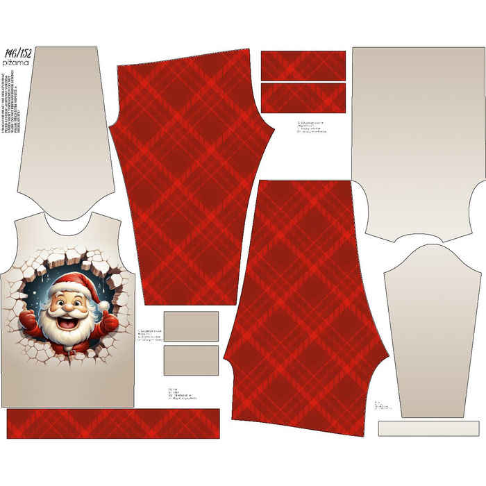 KINDERPYJAMAS "MIKI" - HAPPY SANTA - Nähset (146/152)