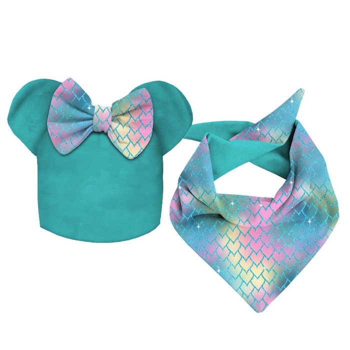 DZIECIĘCA CZAPKA I CHUSTA (MOUSE) - TĘCZOWY OCEAN wz. 4 44-47