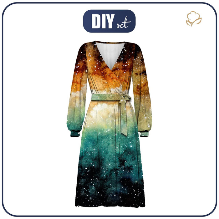 WRAP MIDI DRESS (BIANCA) - GALACTIC JOURNEY - sewing set S