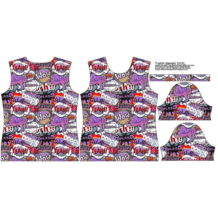 DAMEN T-SHIRT - COMICS (violet - rot) - Single Jersey XXXL