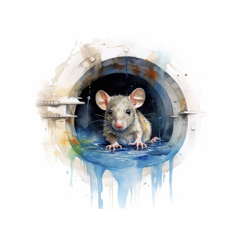 WATERCOLOR RAT - panel (60cm x 50cm)