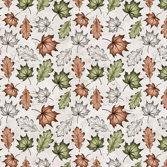 FOREST LEAVES pat. 1 / beige - looped knit fabric