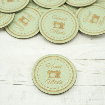 Hand Made Label - Nähmaschine Durchmesser 3 cm - minze