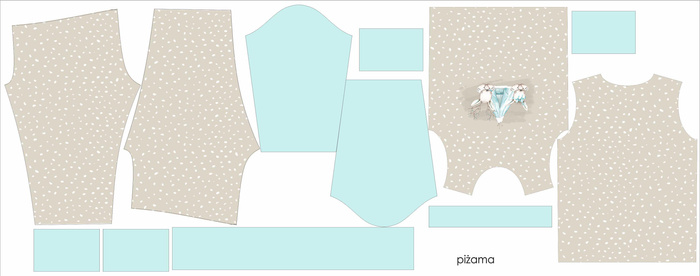 CHILDREN'S PAJAMAS " MIKI" - ANIMALS IN TIPI / WHITE TRACES / beige (MAGICAL CHRISTMAS FOREST) - sewing set