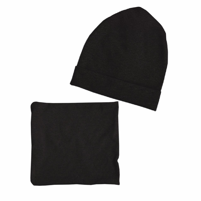 Czapka i komin TUBA - CZARNY (RIB Jersey) - DIY Set