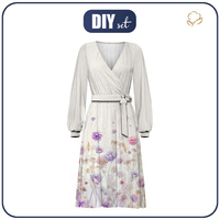 WRAP MIDI DRESS "BIANCA" (XL) - FLOWERS wz.10 - sewing set