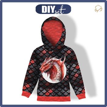 KID'S HOODIE (ALEX) - dragon red  - sewing set