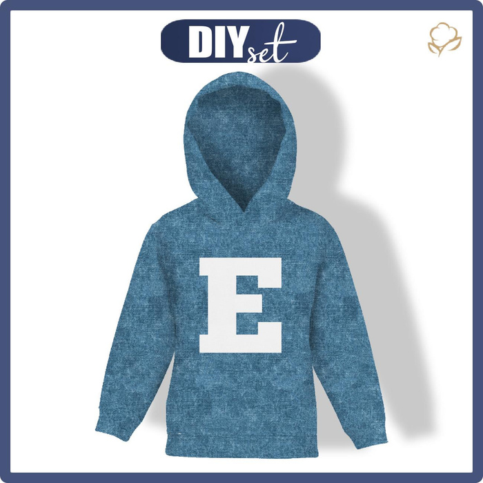 KID'S HOODIE (ALEX) - "E" / acid wash atlantic blue - sewing set