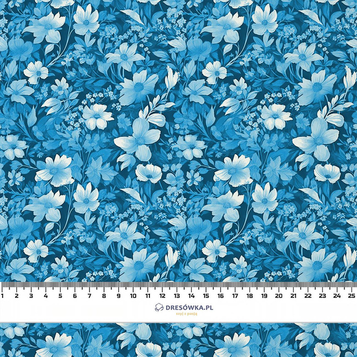 TRANQUIL BLUE / FLOWERS - Viscose jersey